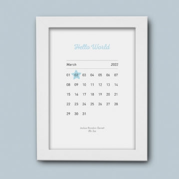 Personalised New Baby Birth Date Prints
