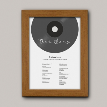 Personalised Vinyl Song Lyrics Print