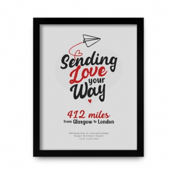 Sending Love Distance Personalised Poster