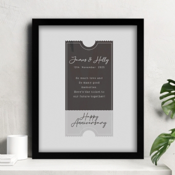 Personalised Ticket To Our Future Anniversary Print