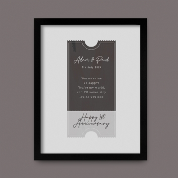 Personalised Ticket To Our Future Anniversary Print
