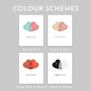 Personalised Couples Heart Venn Print 