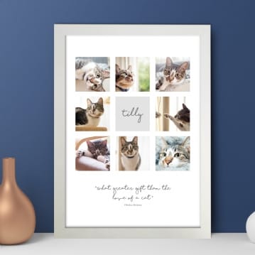 Personalised Cat Multi Photo and Quote Print 