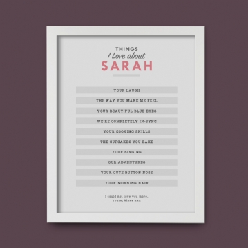 Personalised Things I Love About.... Print 