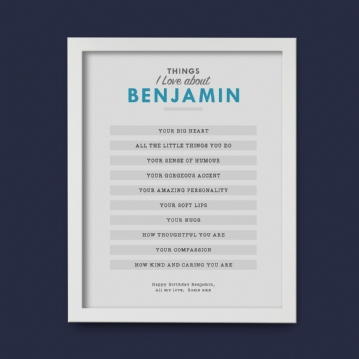 Personalised Things I Love About.... Print 