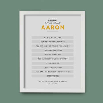 Personalised Things I Love About.... Print 