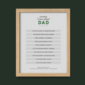 Personalised Things I Love About.... Print 
