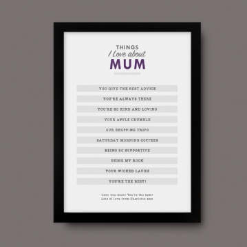 Personalised Things I Love About.... Print 