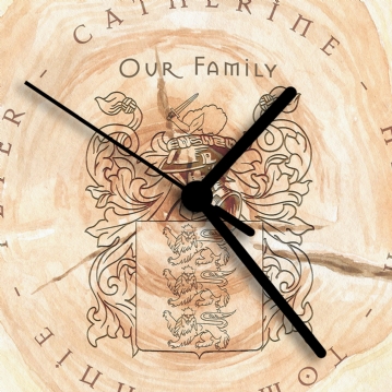 Personalised Family Tree Coat of Arms Clock
