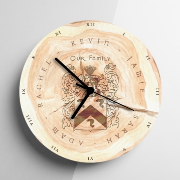 Personalised Family Tree Coat of Arms Clock