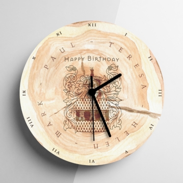 Personalised Family Tree Coat of Arms Clock