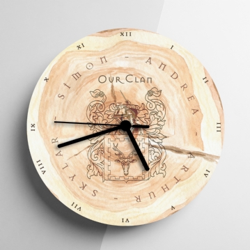 Personalised Family Tree Coat of Arms Clock