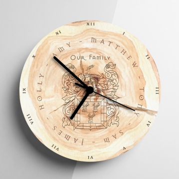 Personalised Family Tree Coat of Arms Clock
