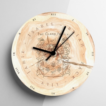 Personalised Family Tree Coat of Arms Clock