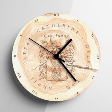 Personalised Family Tree Coat of Arms Clock