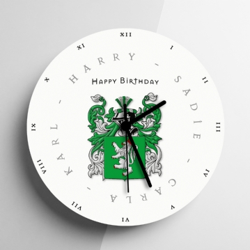Personalised Coat of Arms Clock
