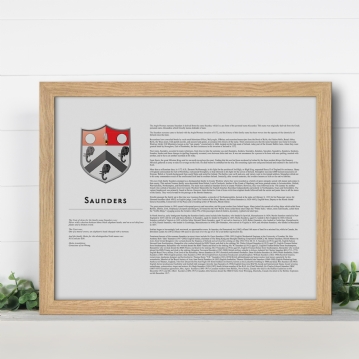 Modern Personalised Surname History and Coat of Arms Prints