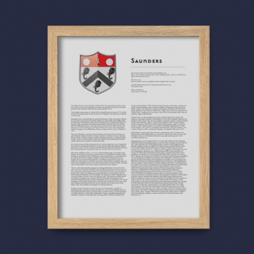 Modern Personalised Surname History and Coat of Arms Prints