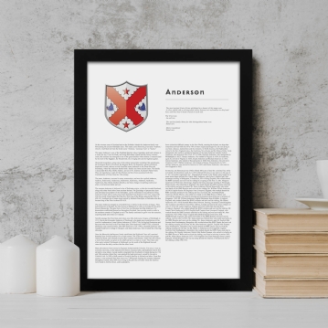 Modern Personalised Surname History and Coat of Arms Prints