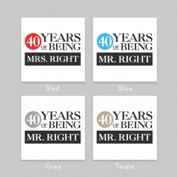 Set of Two 40 Years of Being Right Mr and Mrs Mugs