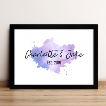 Personalised Watercolour Couple's Names Print