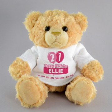 Personalised 21st Birthday Balloon Teddy Bear