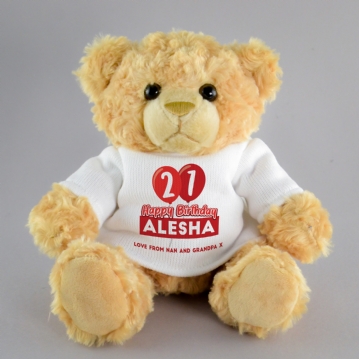 Personalised 21st Birthday Balloon Teddy Bear