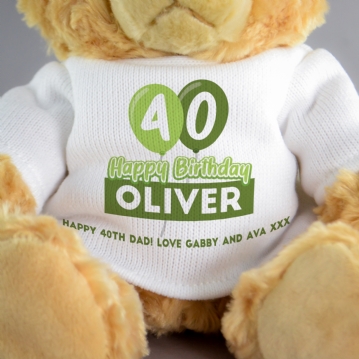 Personalised 40th Birthday Balloon Teddy Bear