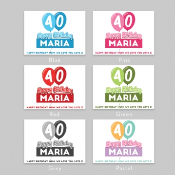 Personalised 40th Birthday Balloon Teddy Bear