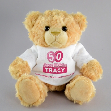 Personalised 50th Birthday Balloon Teddy Bear