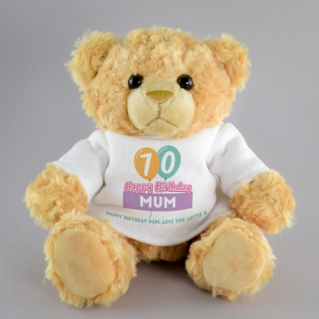 Personalised 70th Birthday Balloon Teddy Bear