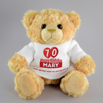 70th Birthday Balloon Personalised Teddy Bear Find Me A Gift
