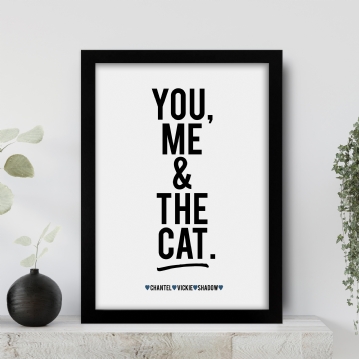Personalised You, Me & The Cat(s) Name Print with Frame Options