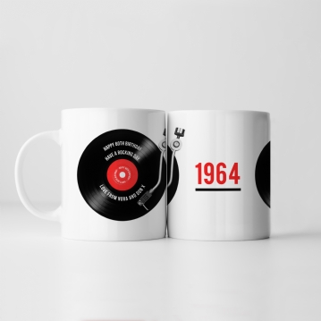 Personalised 60th Birthday Retro Record Mug