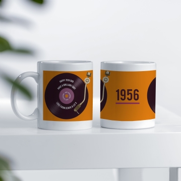 Personalised 70th Retro Record Mug