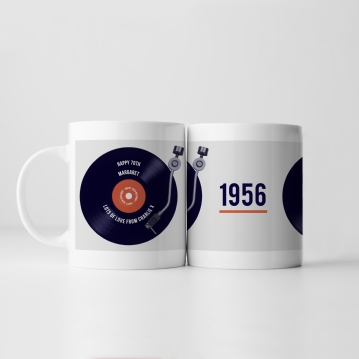 Personalised 70th Retro Record Mug
