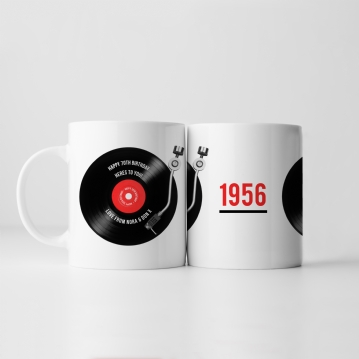 Personalised 70th Retro Record Mug