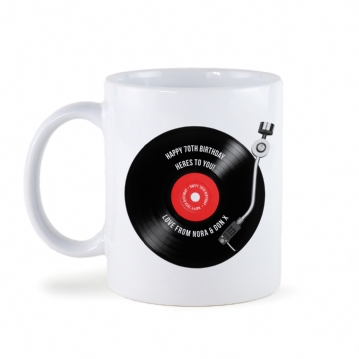 Personalised 70th Retro Record Mug