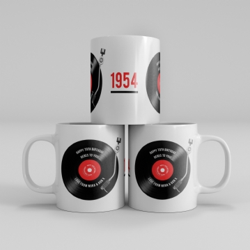 Personalised 70th Retro Record Mug