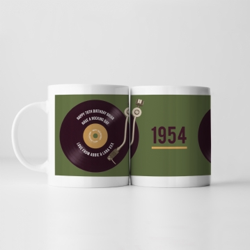 Personalised 70th Retro Record Mug