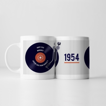 Personalised 70th Retro Record Mug