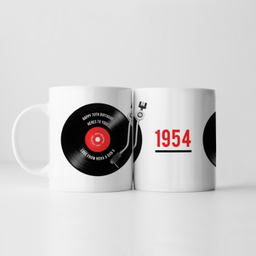 Personalised 70th Retro Record Mug