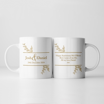 Botanical Personalised 2nd Wedding Anniversary Mug