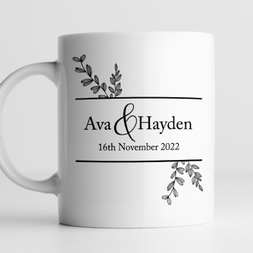 Botanical Personalised 2nd Wedding Anniversary Mug