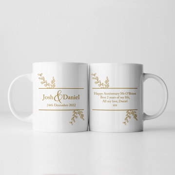 Botanical Personalised 2nd Wedding Anniversary Mug