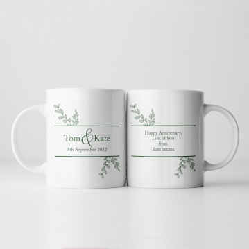Botanical Personalised 2nd Wedding Anniversary Mug
