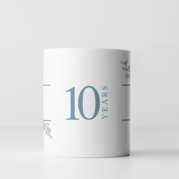Botanical Personalised 10th Wedding Anniversary Mug