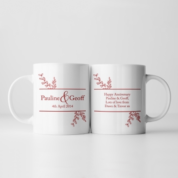 Botanical Personalised 10th Wedding Anniversary Mug