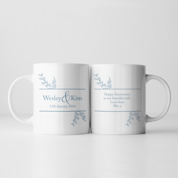 Botanical Personalised 10th Wedding Anniversary Mug