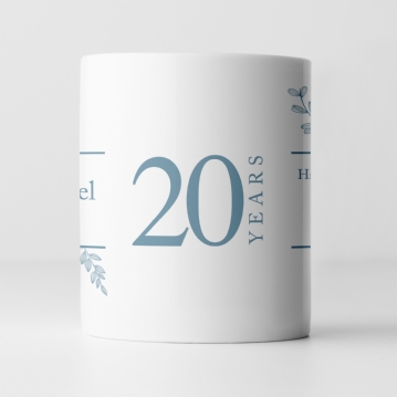 Personalised Personalised Botanical 20th Wedding Anniversary Mug